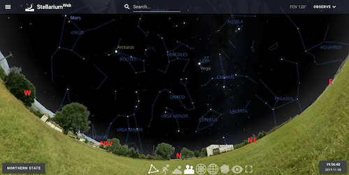 stellarium web set location